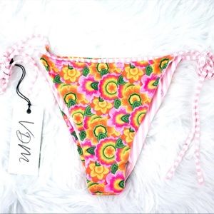 VDM Pink Womens Bikini Bottoms, Bikini Underwear, Floral Bikini Bottoms Small